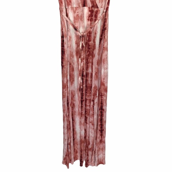 American Rag Cie Tie Dye Red White Jersey Maxi Dress Short Sleeve Womens Small S - Picture 3 of 6